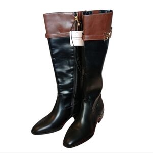 Liz Claiborne Black and Brown Over‎ the Knee Boots Size 9 NWT
